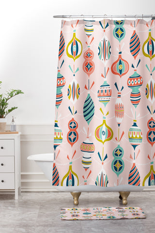 Heather Dutton Decorated Blush Shower Curtain And Mat