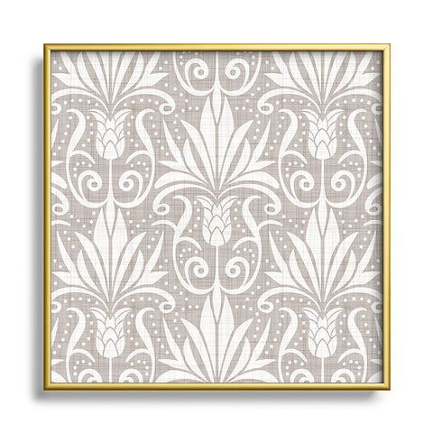 Heather Dutton Delancy Taupe Metal Square Framed Art Print