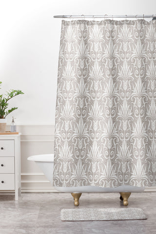 Heather Dutton Delancy Taupe Shower Curtain And Mat