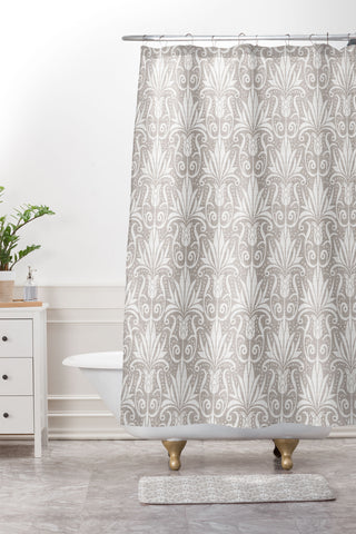 Heather Dutton Delancy Taupe Shower Curtain And Mat