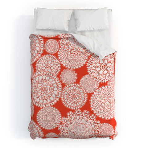 Heather Dutton Delightful Doilies Saffron Duvet Cover