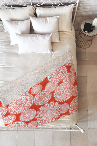 Heather Dutton Delightful Doilies Saffron Fleece Throw Blanket