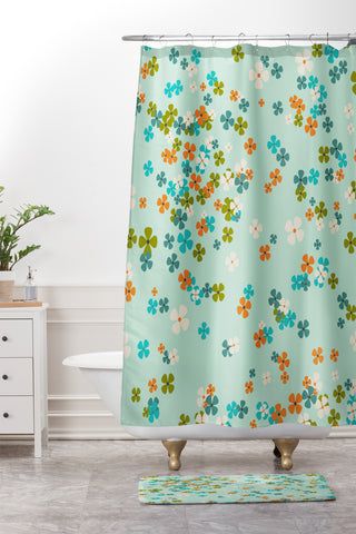 Heather Dutton Delilah Blue Shower Curtain And Mat