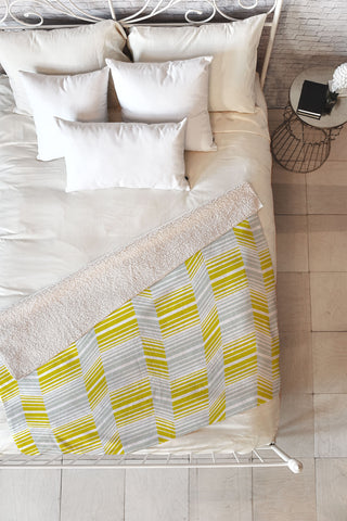 Heather Dutton Delineate Citron Fleece Throw Blanket