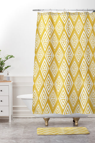 Heather Dutton Diamond In The Rough Gold Shower Curtain And Mat