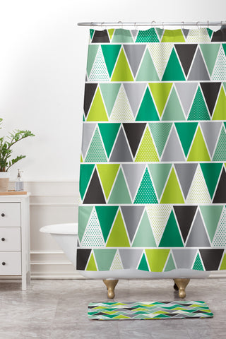 Heather Dutton Emerald Triangulum Shower Curtain And Mat