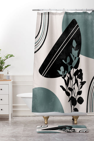 Heather Dutton Eucalyptus Boho Botanical Shower Curtain And Mat