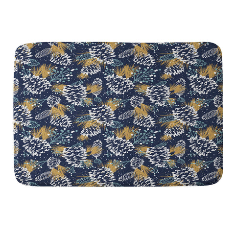 Heather Dutton Festive Forest Navy Memory Foam Bath Mat
