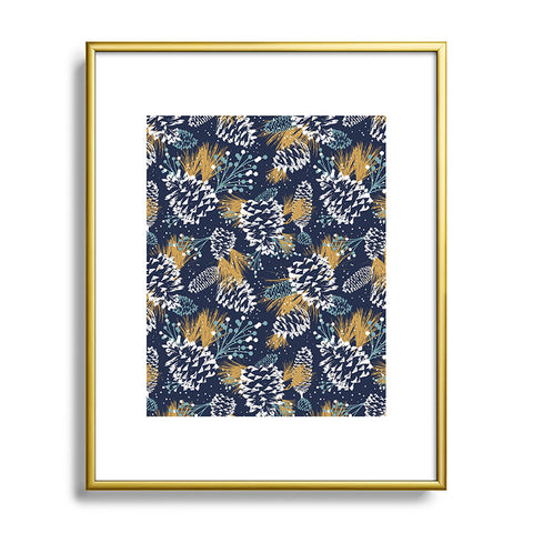 Heather Dutton Festive Forest Navy Metal Framed Art Print