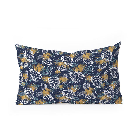 Heather Dutton Festive Forest Navy Oblong Throw Pillow