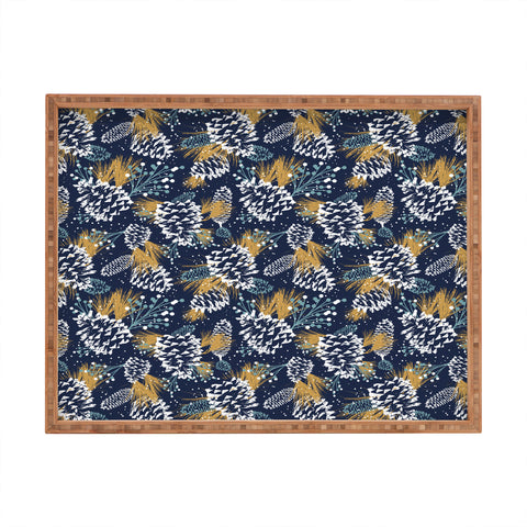 Heather Dutton Festive Forest Navy Rectangular Tray