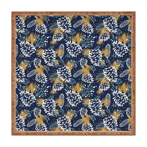 Heather Dutton Festive Forest Navy Square Tray