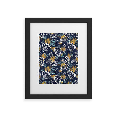Heather Dutton Festive Forest Navy Framed Art Print