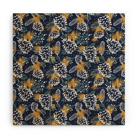 Heather Dutton Festive Forest Navy Wood Wall Mural