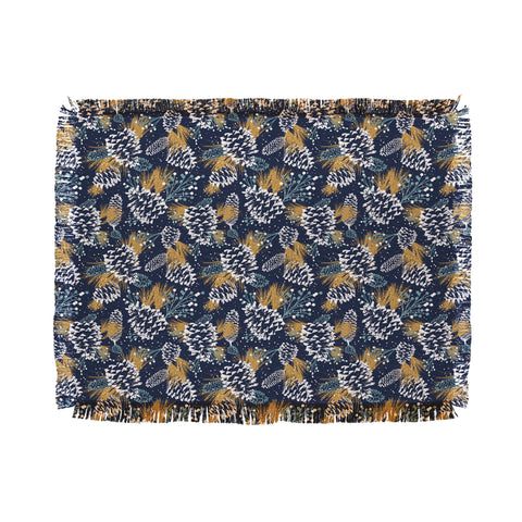 Heather Dutton Festive Forest Navy Throw Blanket