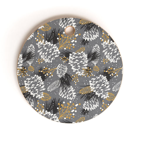 Heather Dutton Festive Forest Silver Cutting Board Round