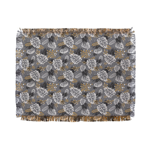 Heather Dutton Festive Forest Silver Throw Blanket