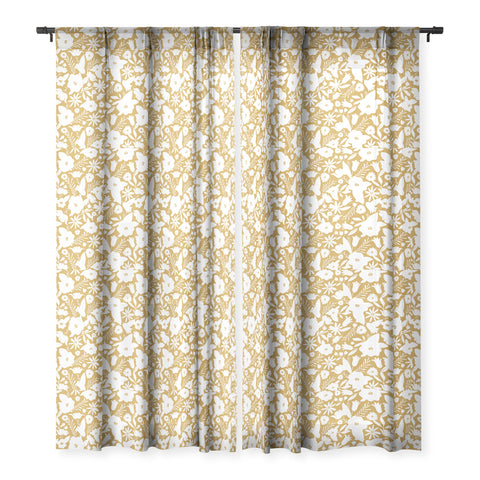 Heather Dutton Finley Floral Goldenrod Sheer Window Curtain