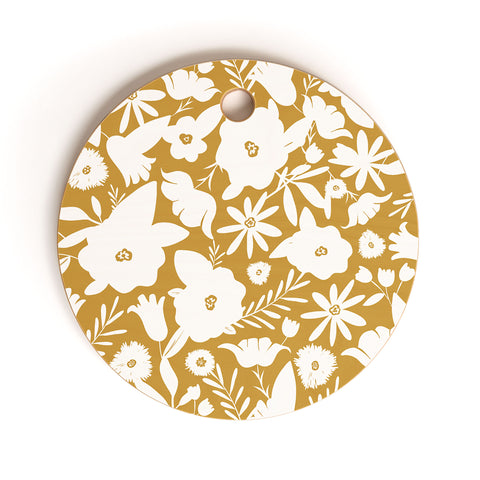Heather Dutton Finley Floral Goldenrod Cutting Board Round