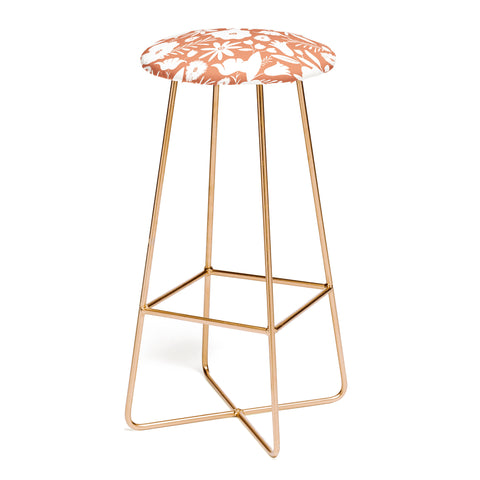 Heather Dutton Finley Floral Terra Cotta Bar Stool