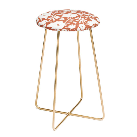 Heather Dutton Finley Floral Terra Cotta Counter Stool
