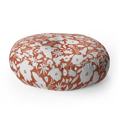 Heather Dutton Finley Floral Terra Cotta Floor Pillow Round