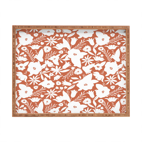 Heather Dutton Finley Floral Terra Cotta Rectangular Tray