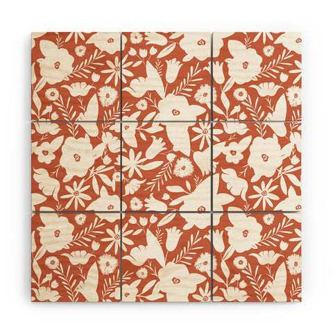 Heather Dutton Finley Floral Terra Cotta Wood Wall Mural