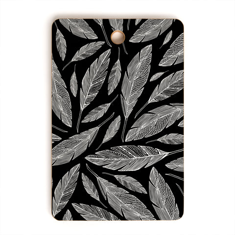 Heather Dutton Float Like A Feather Black Cutting Board Rectangle