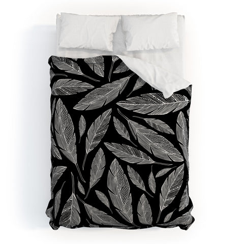 Heather Dutton Float Like A Feather Black Duvet Cover