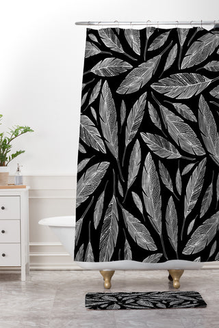 Heather Dutton Float Like A Feather Black Shower Curtain And Mat