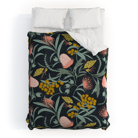 Heather Dutton Flora Australis Midnight Comforter