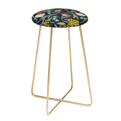 Heather Dutton Flora Australis Midnight Counter Stool