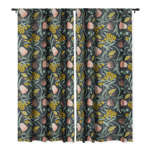 Heather Dutton Flora Australis Midnight Blackout Window Curtain