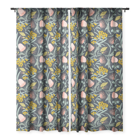 Heather Dutton Flora Australis Midnight Sheer Window Curtain