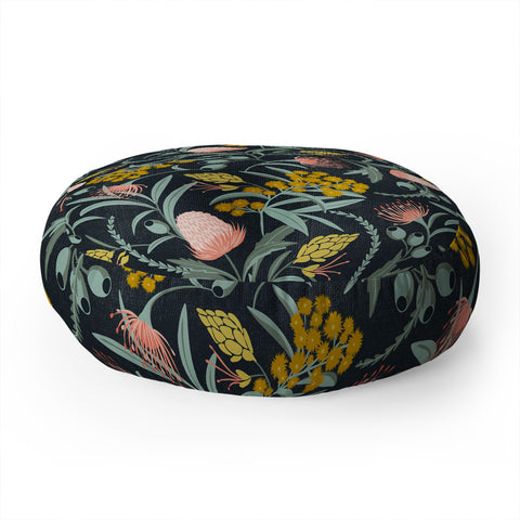 Heather Dutton Flora Australis Midnight Floor Pillow Round
