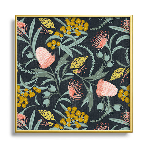 Heather Dutton Flora Australis Midnight Metal Square Framed Art Print