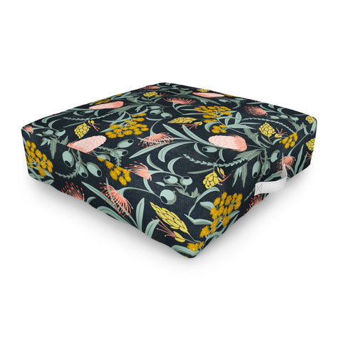 Heather Dutton Flora Australis Midnight Outdoor Floor Cushion