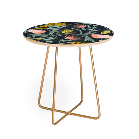 Heather Dutton Flora Australis Midnight Round Side Table