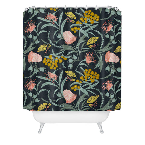 Heather Dutton Flora Australis Midnight Shower Curtain