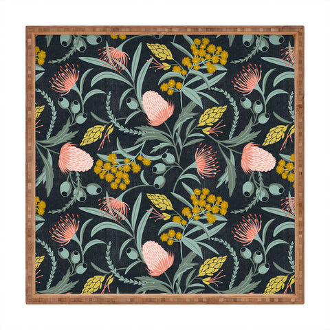 Heather Dutton Flora Australis Midnight Square Tray