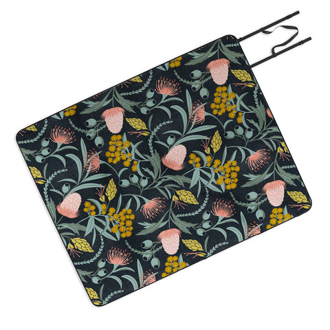 Heather Dutton Flora Australis Midnight Picnic Blanket