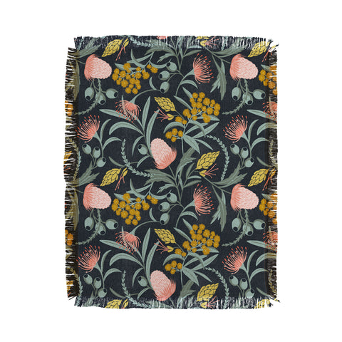 Heather Dutton Flora Australis Midnight Throw Blanket