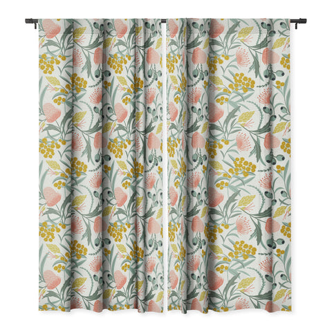 Heather Dutton Flora Australis White Blackout Window Curtain