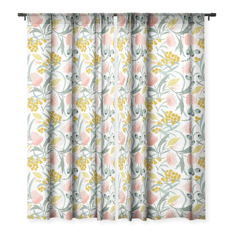 Heather Dutton Flora Australis White Sheer Window Curtain