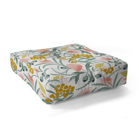 Heather Dutton Flora Australis White Floor Pillow Square