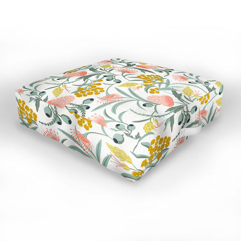 Heather Dutton Flora Australis White Outdoor Floor Cushion