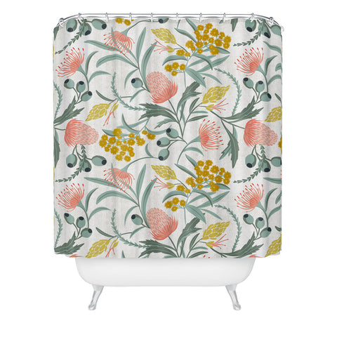 Heather Dutton Flora Australis White Shower Curtain