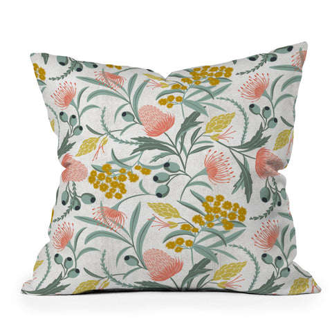 Heather Dutton Flora Australis White Throw Pillow