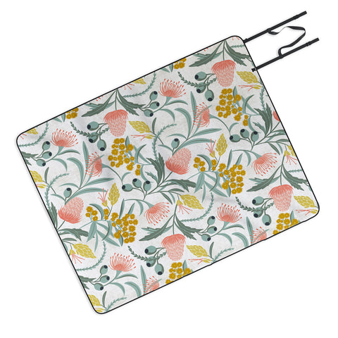 Heather Dutton Flora Australis White Picnic Blanket